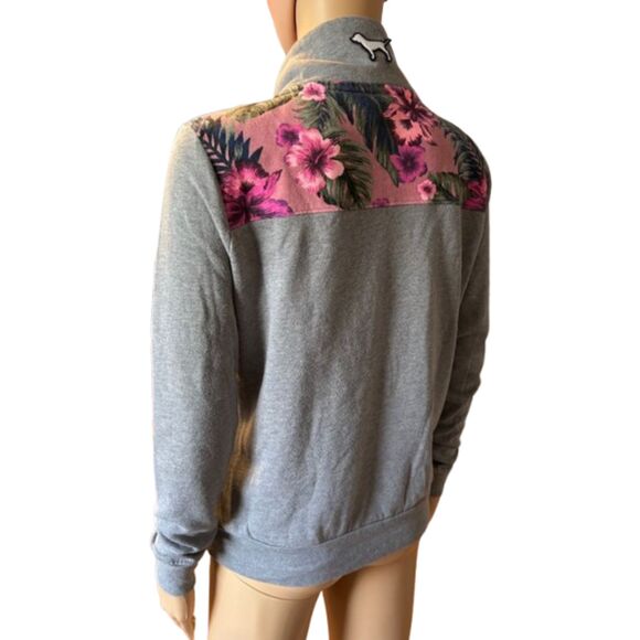Victoria's Secret PINK Perfect Quarter Zip Pullover Sweatshirt Gray size XS E88 - Picture 4 of 7